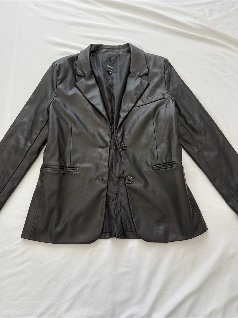 Love Tree Black Faux Leather Blazer Jacket